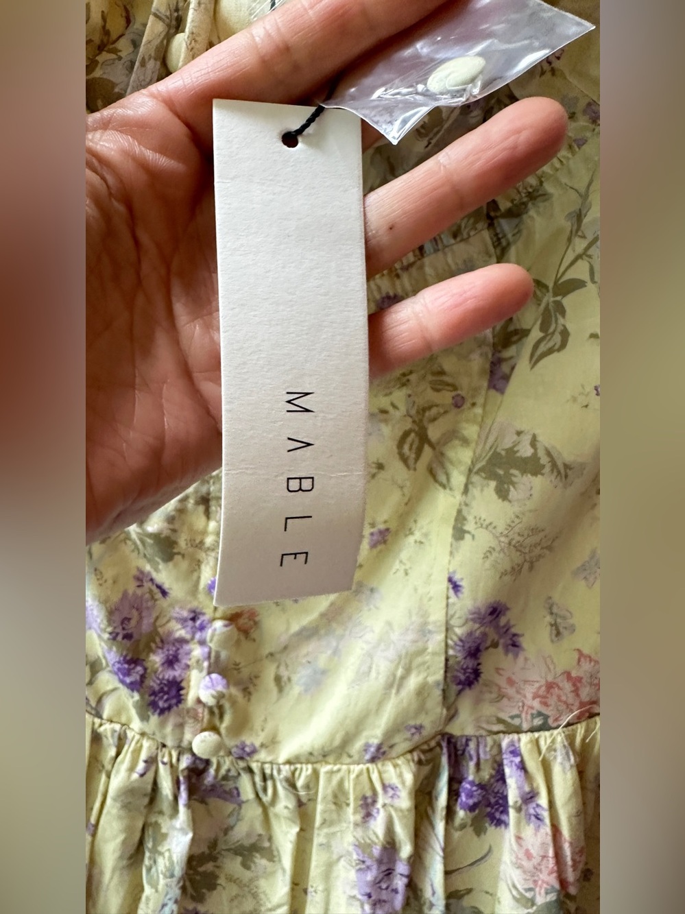 NWT. Mable, Yellow Floral Midi Dress 15” P2P Size S | 24 - Picture 6 of 6